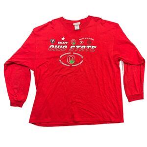 Adidas Ohio State Buckeyes T-Shirt Men's 2XL Red Cotton Long Sleeve Y2K Football